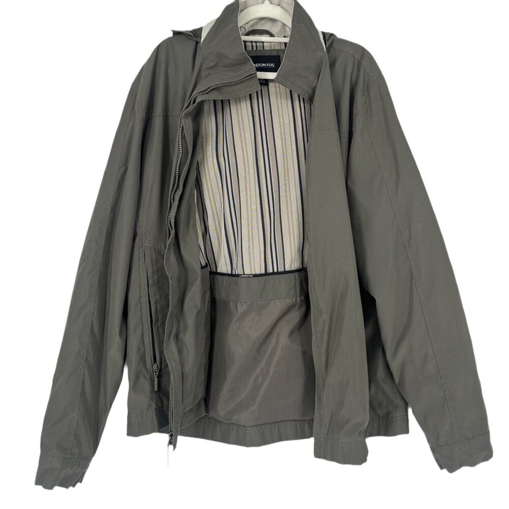 London Fog Men's Lightweight Rain Jacket Olive Green Size Small - Picture 2 of 10